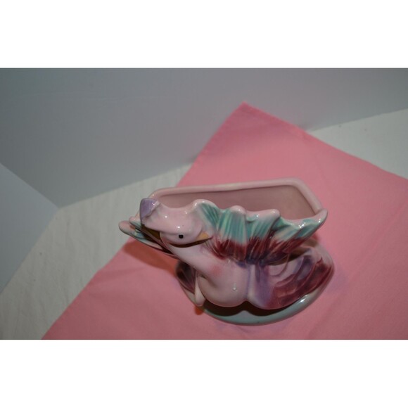 Vintage Vase Peacock 50s Pink Blue Green Ombre - Picture 4 of 6